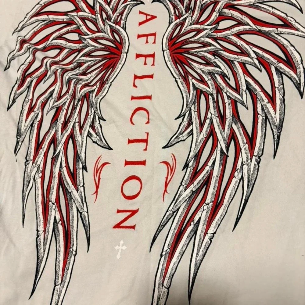 Affliction white red cross wings Size L - Picture 4 of 8